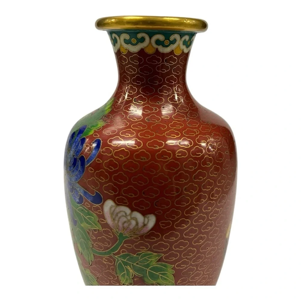 Elegant Floral Cloisonné Vase